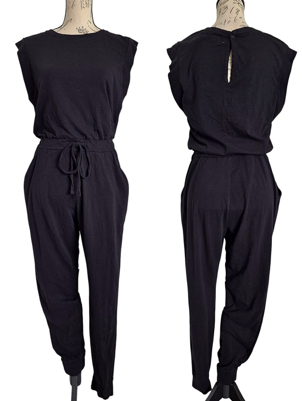 PACT Organic Cotton Relaxed Slub Muscle Tee Jogger Jumpsuit M Sleeveless Lounge